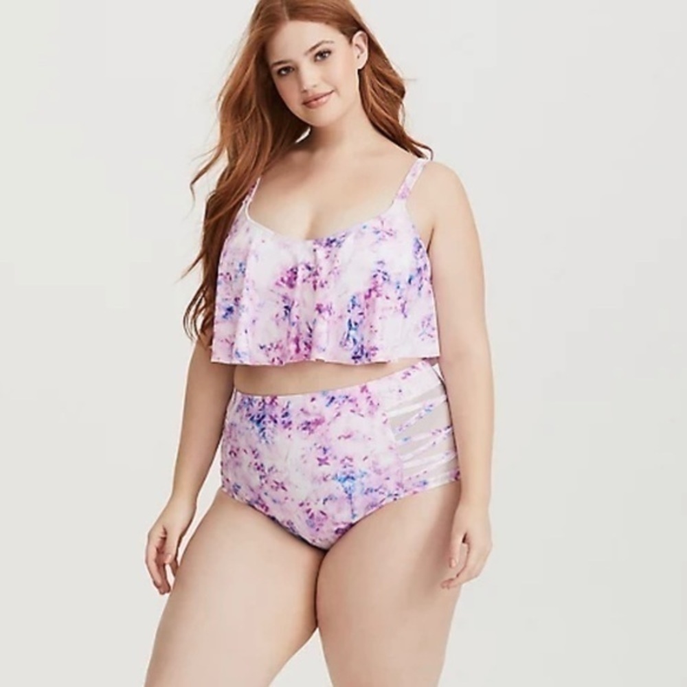 TORRID MULTICOLOR HIGH WAIST LATTICE SWIM BOTTOM - Picture 4 of 7